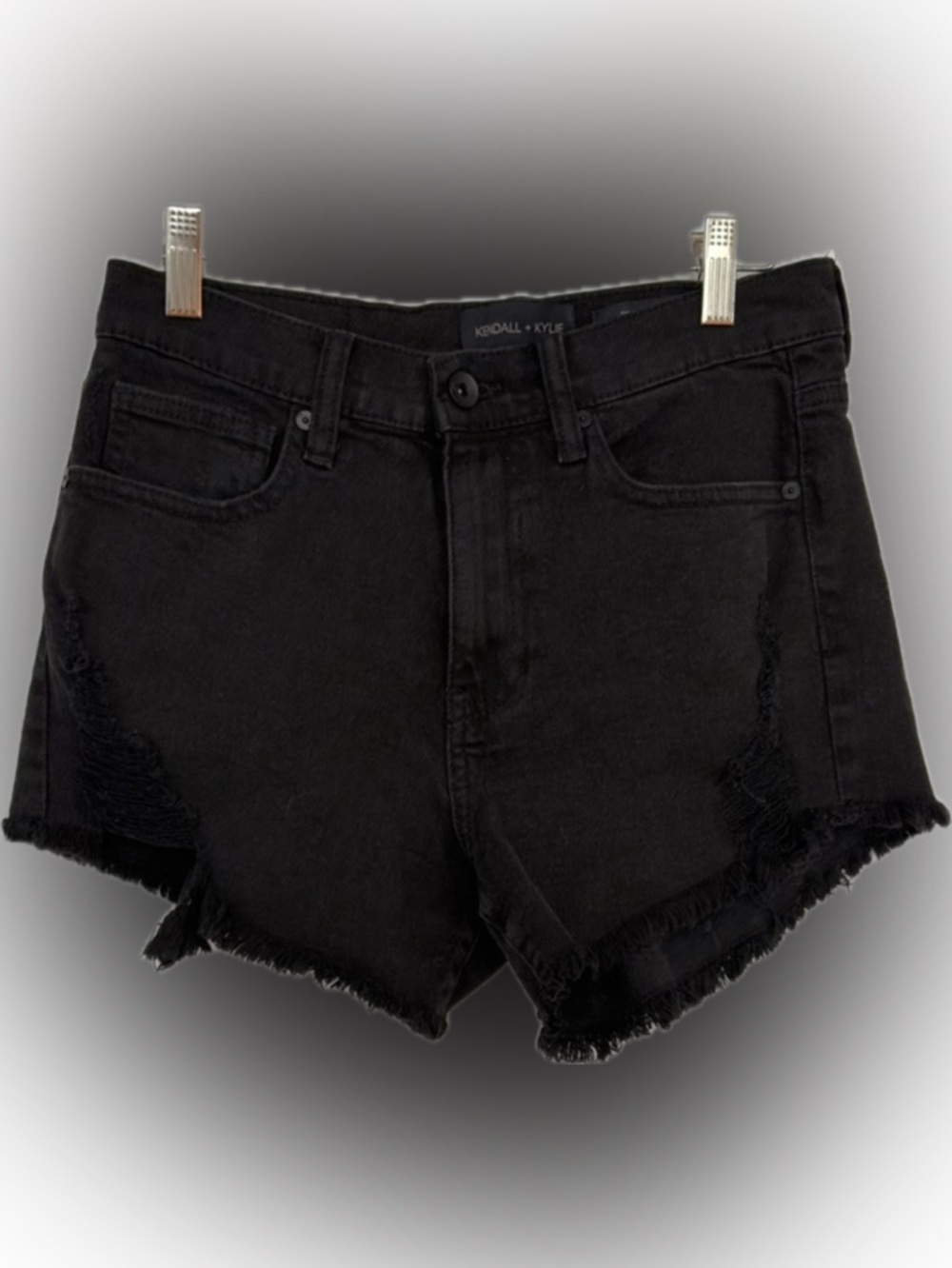 Kendall & Kylie THE ICON Black Distressed Jean Shorts | Y2K | Size 3 / 26